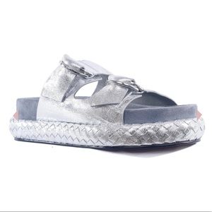 Free People PANAMA FOOTBED Silver SANDALS